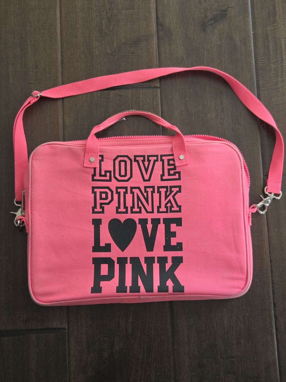 PINK Victoria's Secret Bright Pink 'LOVE PINK' Laptop Bag